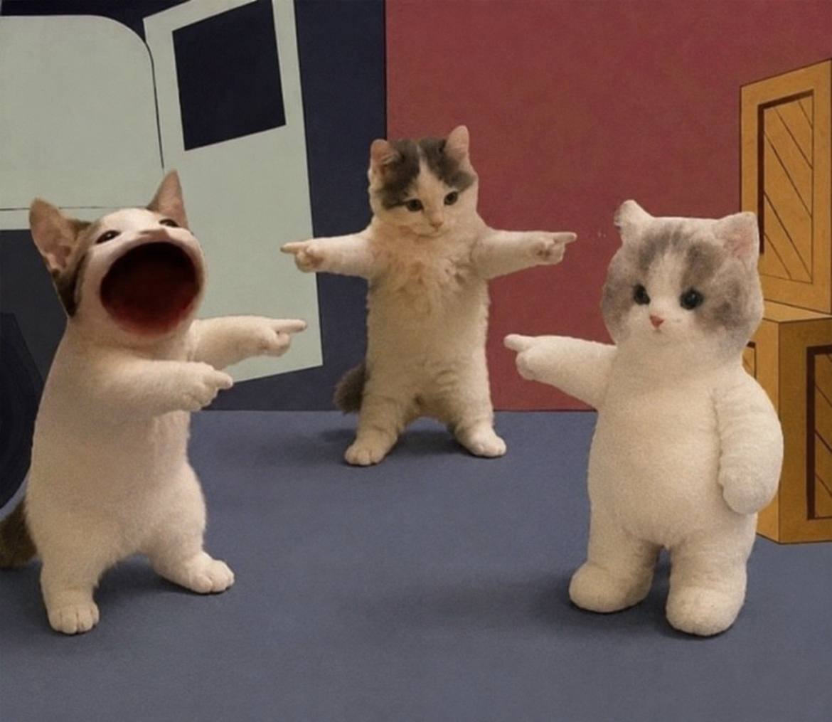 Three Cats Pointing